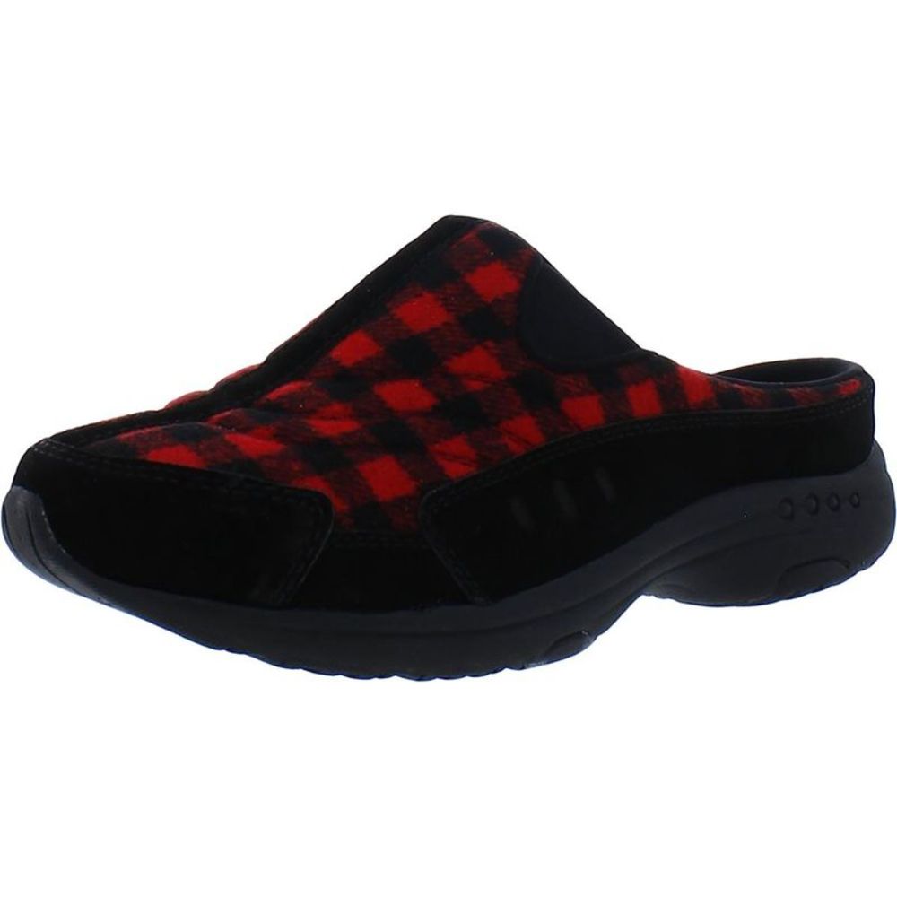 Easy Spirit Womens Travel Time Red Suede Trim Slip On Mule Sneakers Shoes NWT